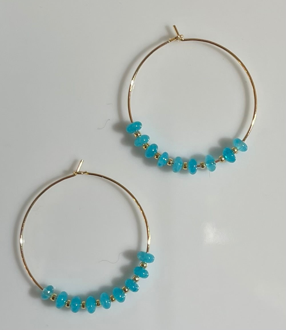 Gemstone and Gold Hoops