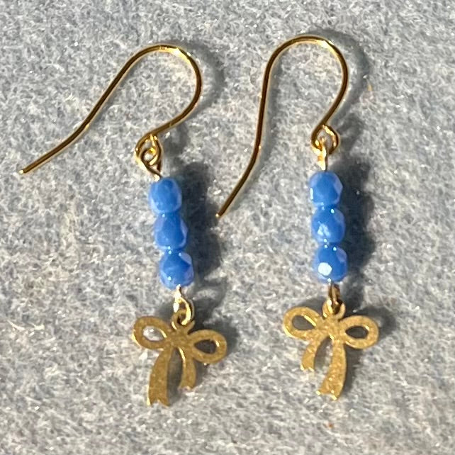 Glass Bead and Bow Earrings