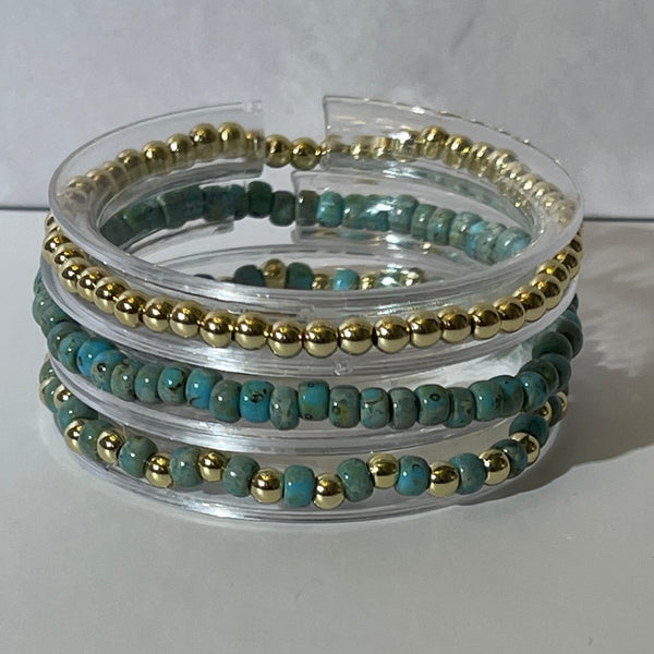 Gold and Picasso Bead Bracelet Stack