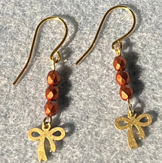 Glass Bead and Bow Earrings