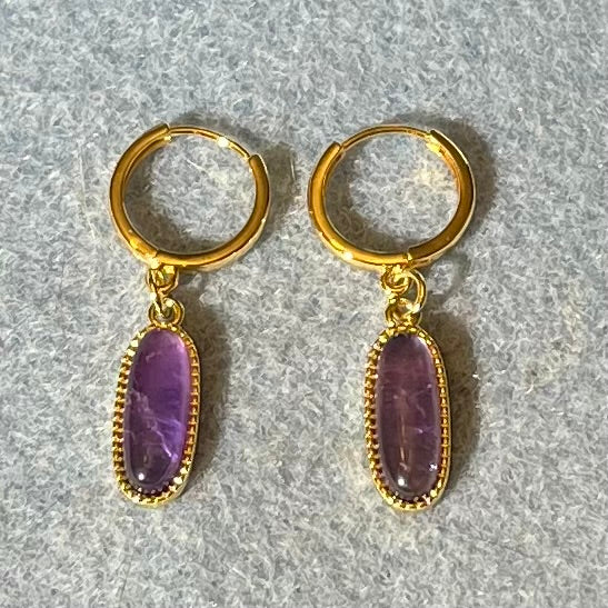 Amethyst Oval Drop Earrings