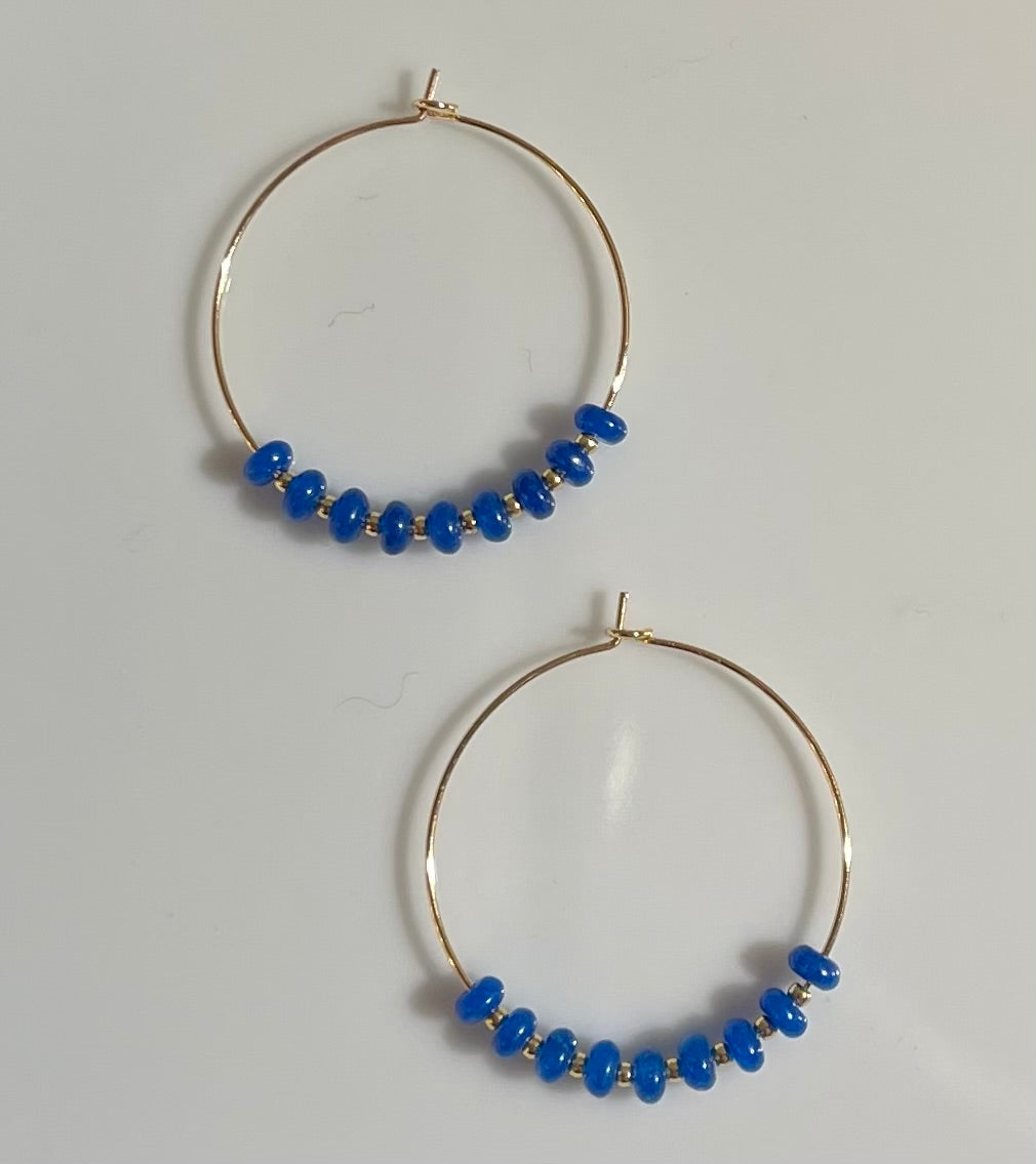 Gemstone and Gold Hoops