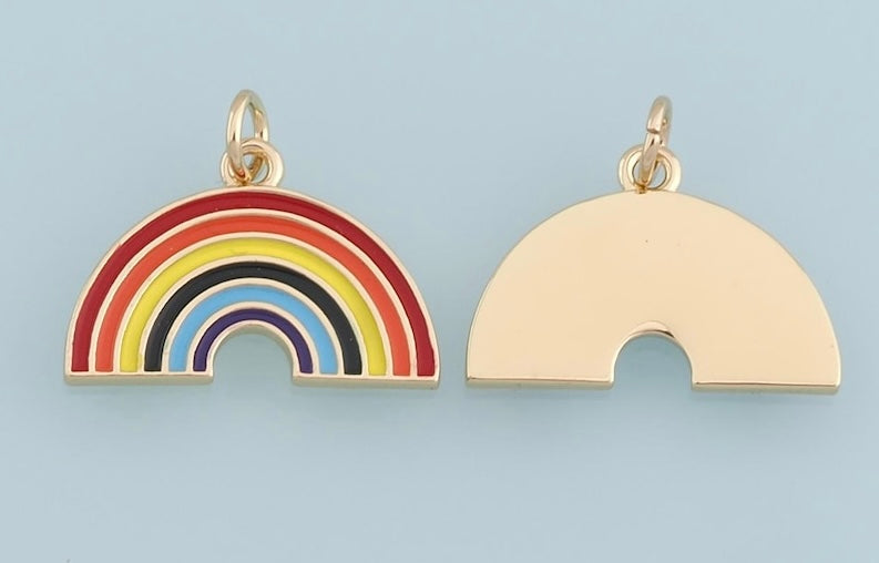 Gold-Fill and Enamel Rainbow Charm