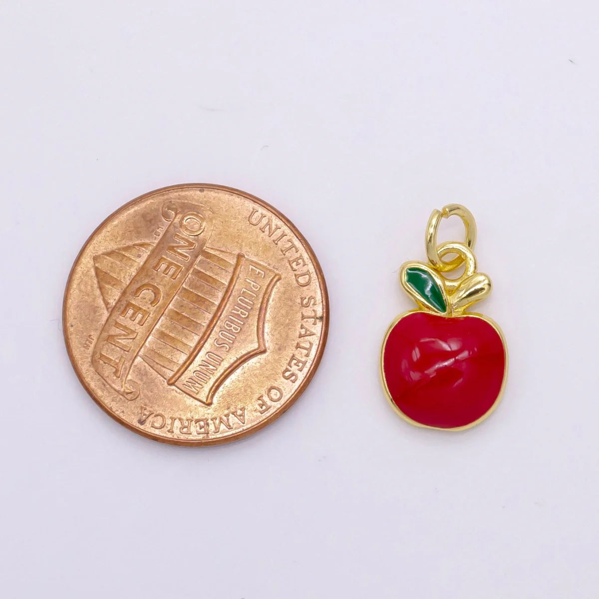 Gold-Filled Enamel Apple Charm