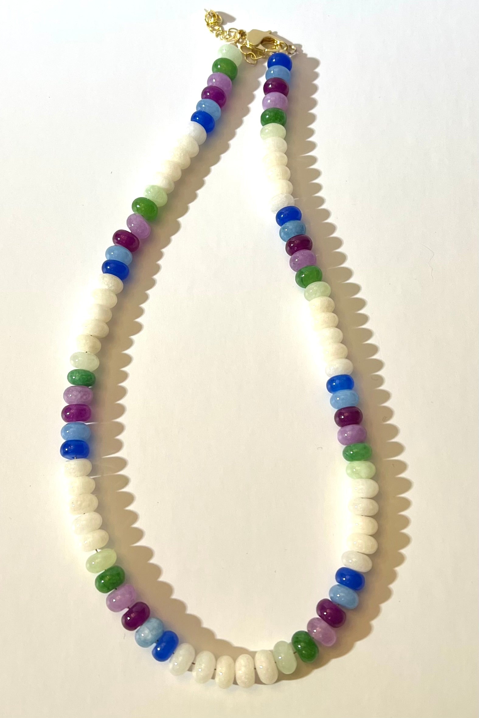White Jade and Multicolor Quartz Necklace
