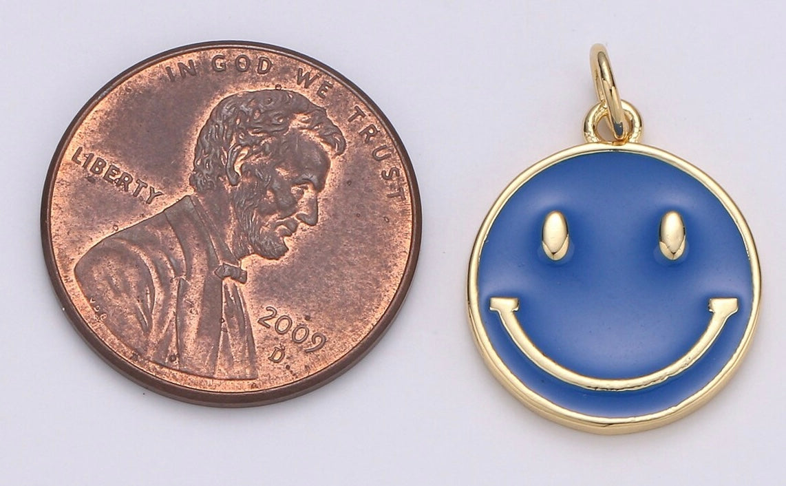 Gold-Fill and Enamel Happy Face Charm