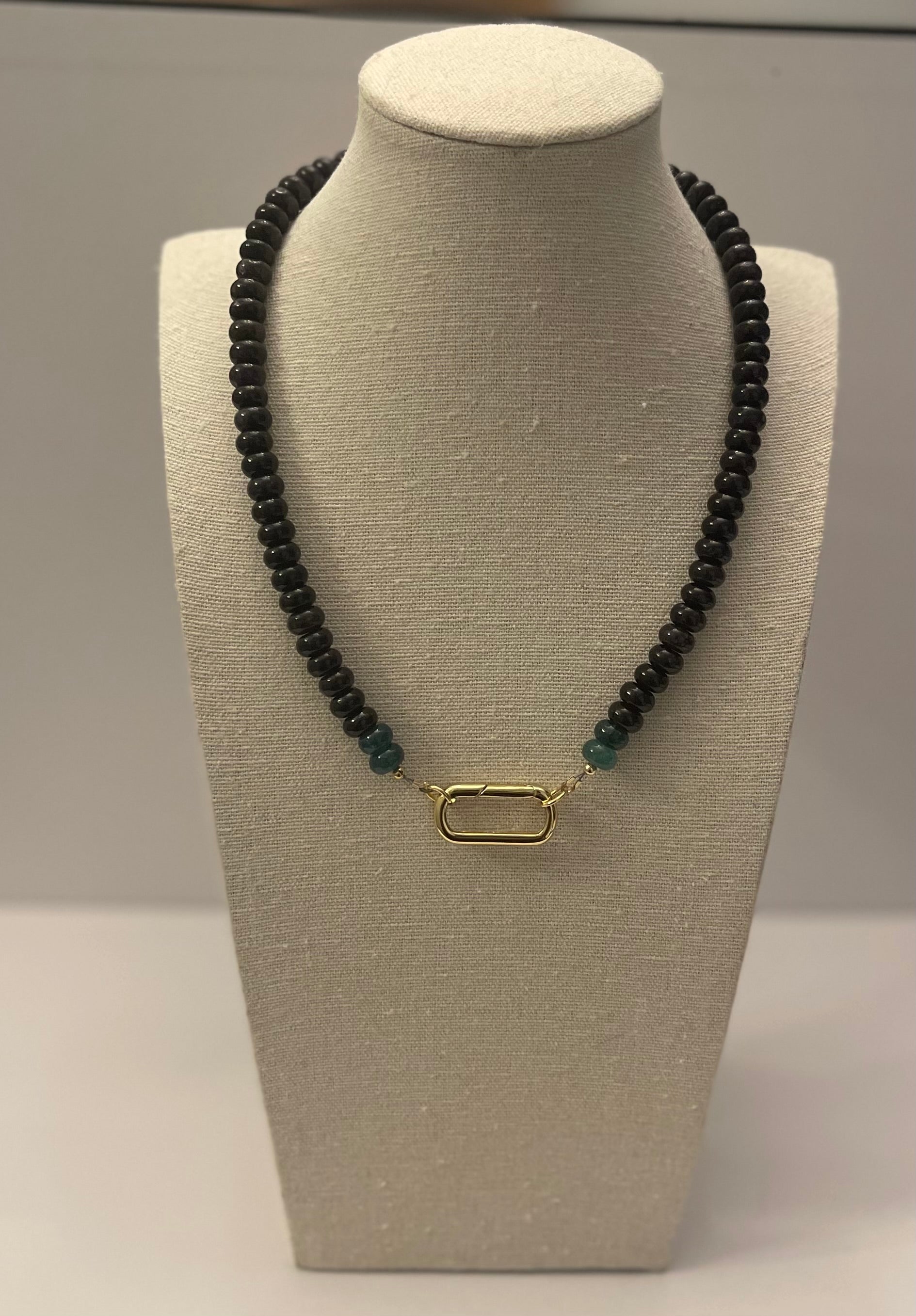 Dark Plum and Teal Blue Quartz Necklace