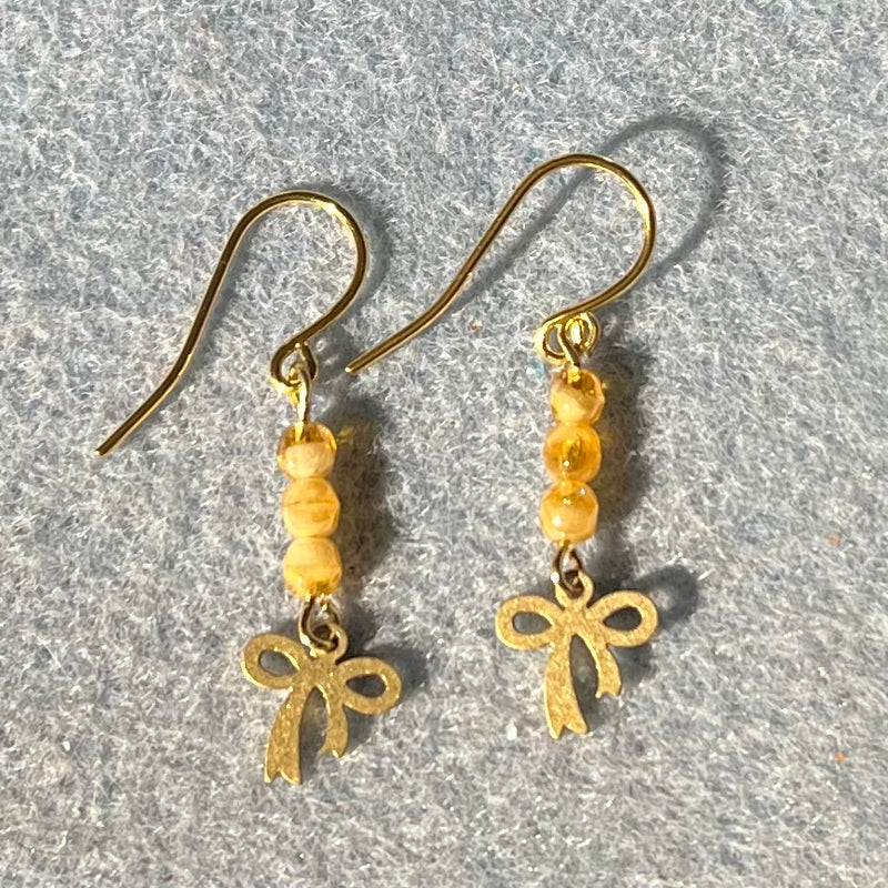 Glass Bead and Bow Earrings