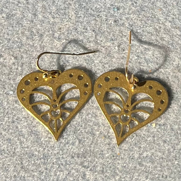 Brass Heart Earrings