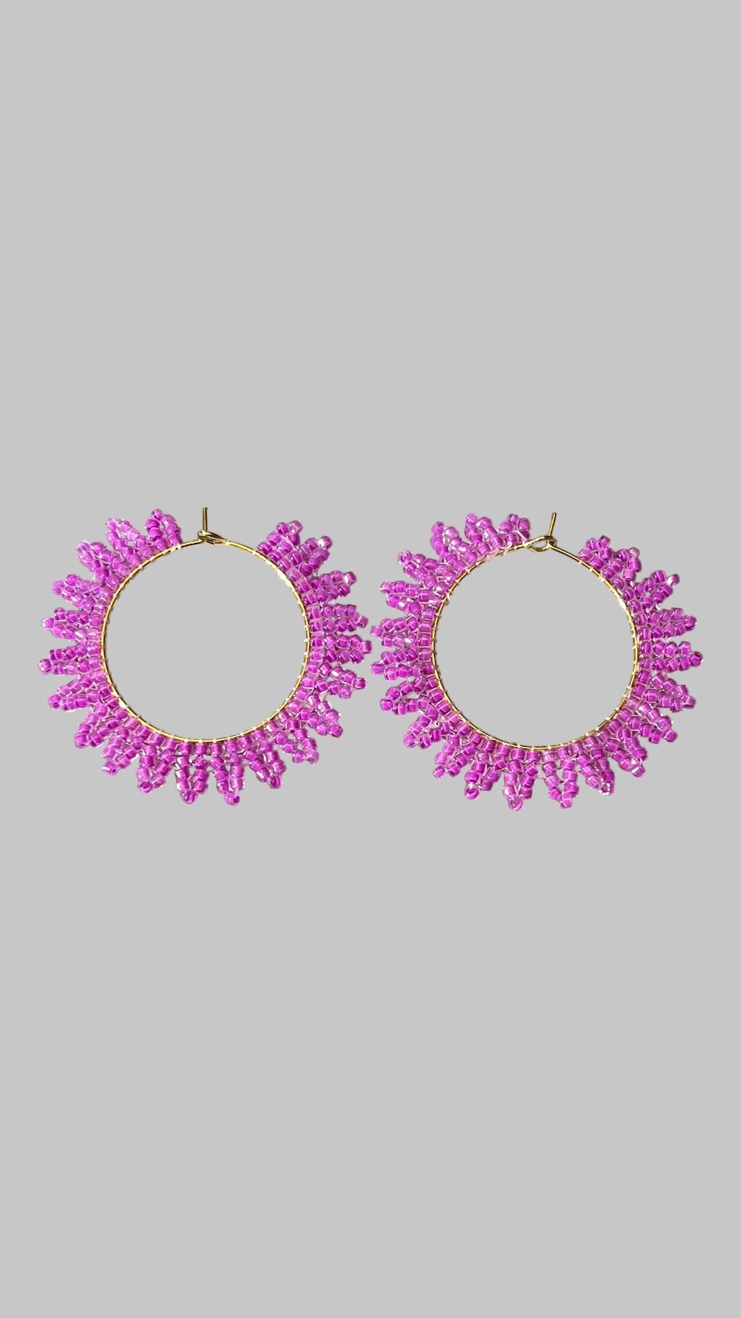 Fuchsia Sunburst Hoop Earrings