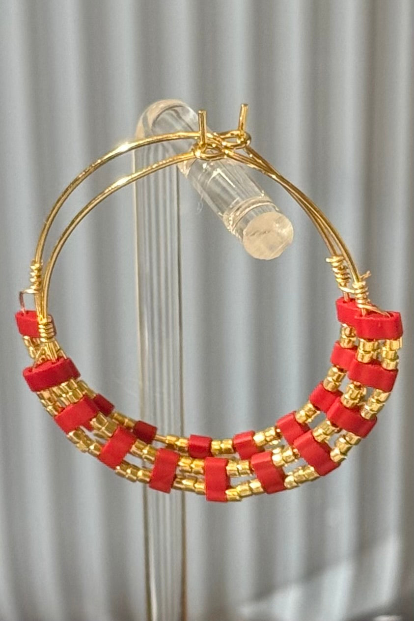 Tila Hoop Earrings in Brick Red