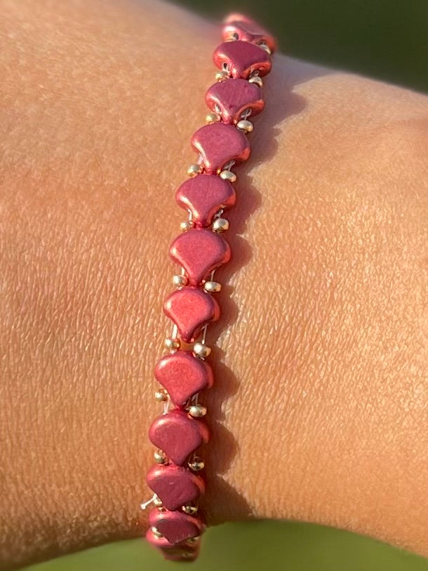 Red-Orange Ginkgo Leaf Bracelet