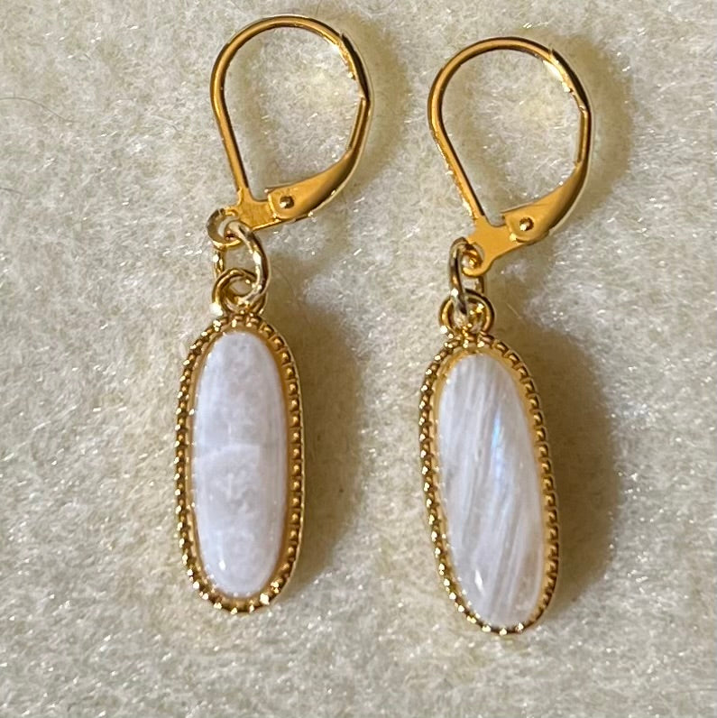 Moonstone Oval Drop Earrings