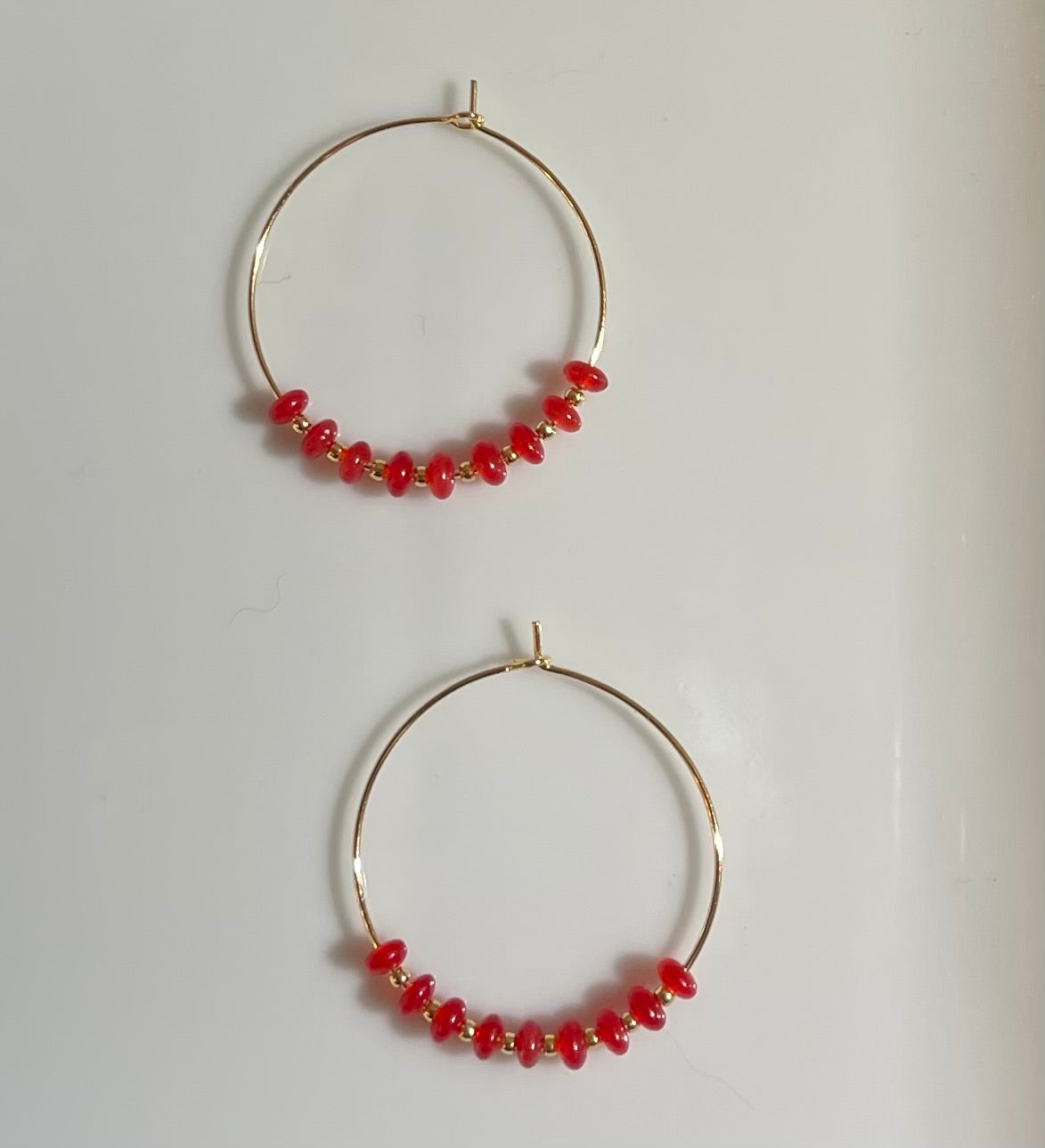 Gemstone and Gold Hoops