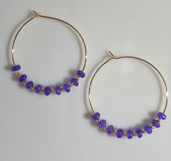 Gemstone and Gold Hoops