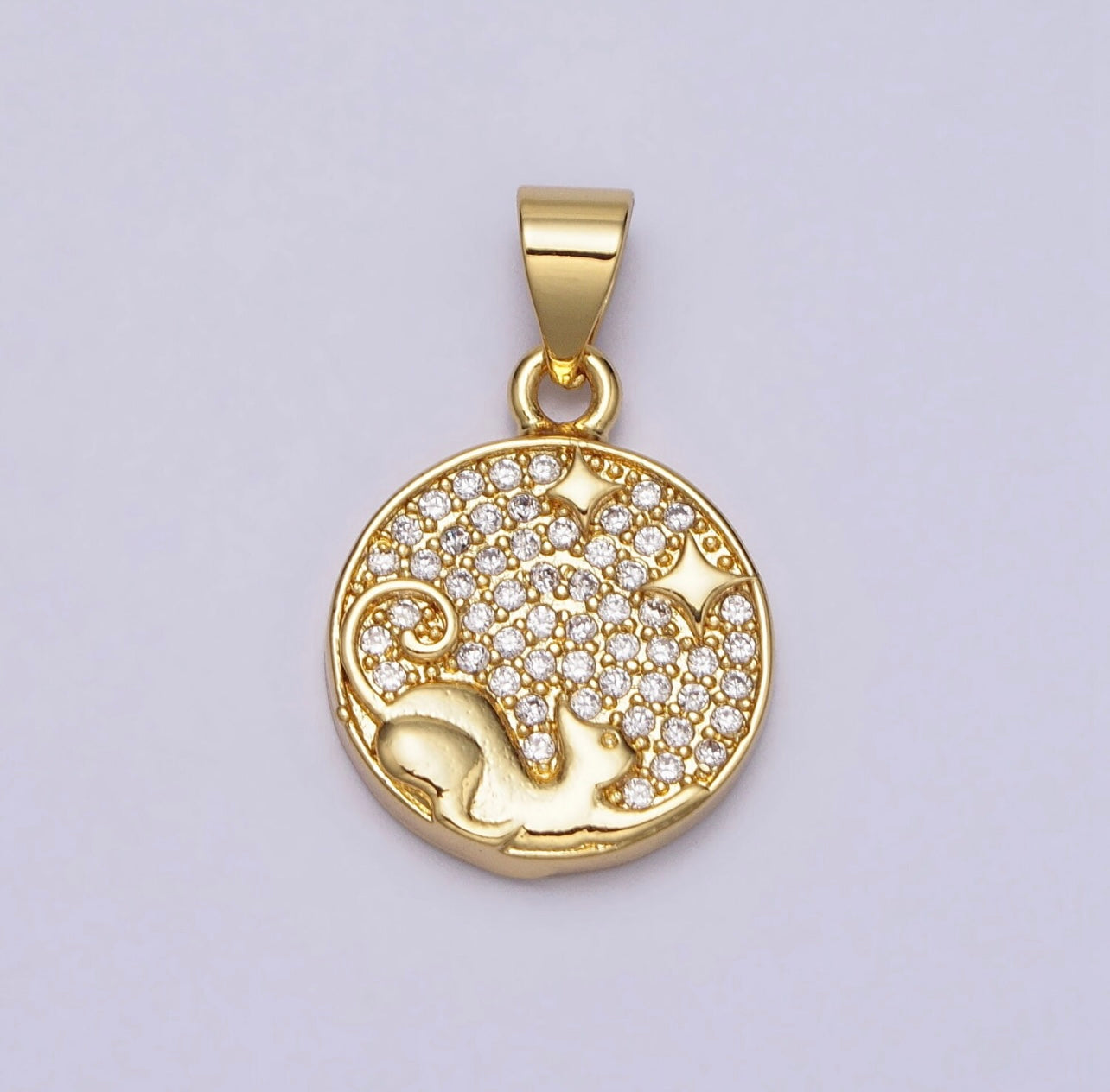 Gold Filled and CZ Cat Charm