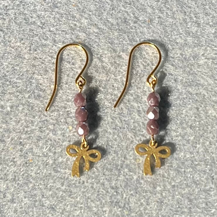 Glass Bead and Bow Earrings