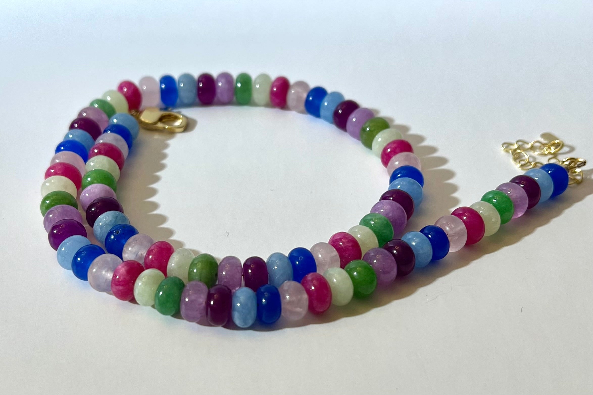 White Jade and Multicolor Quartz Necklace