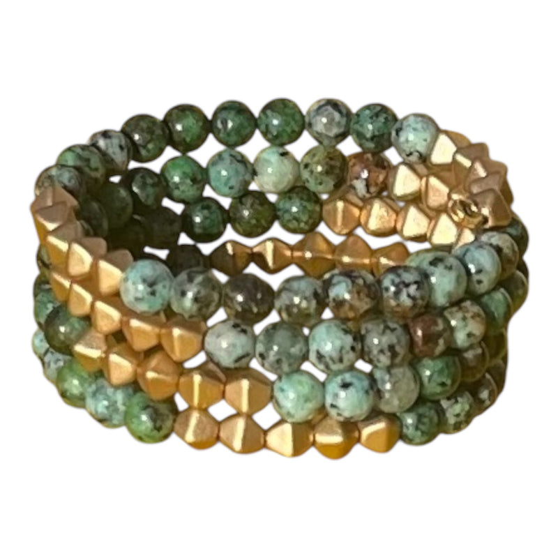 African Turquoise Jasper Coil Bracelet