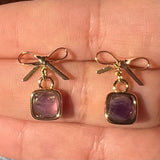 Bow and Gemstone Drop Earrings