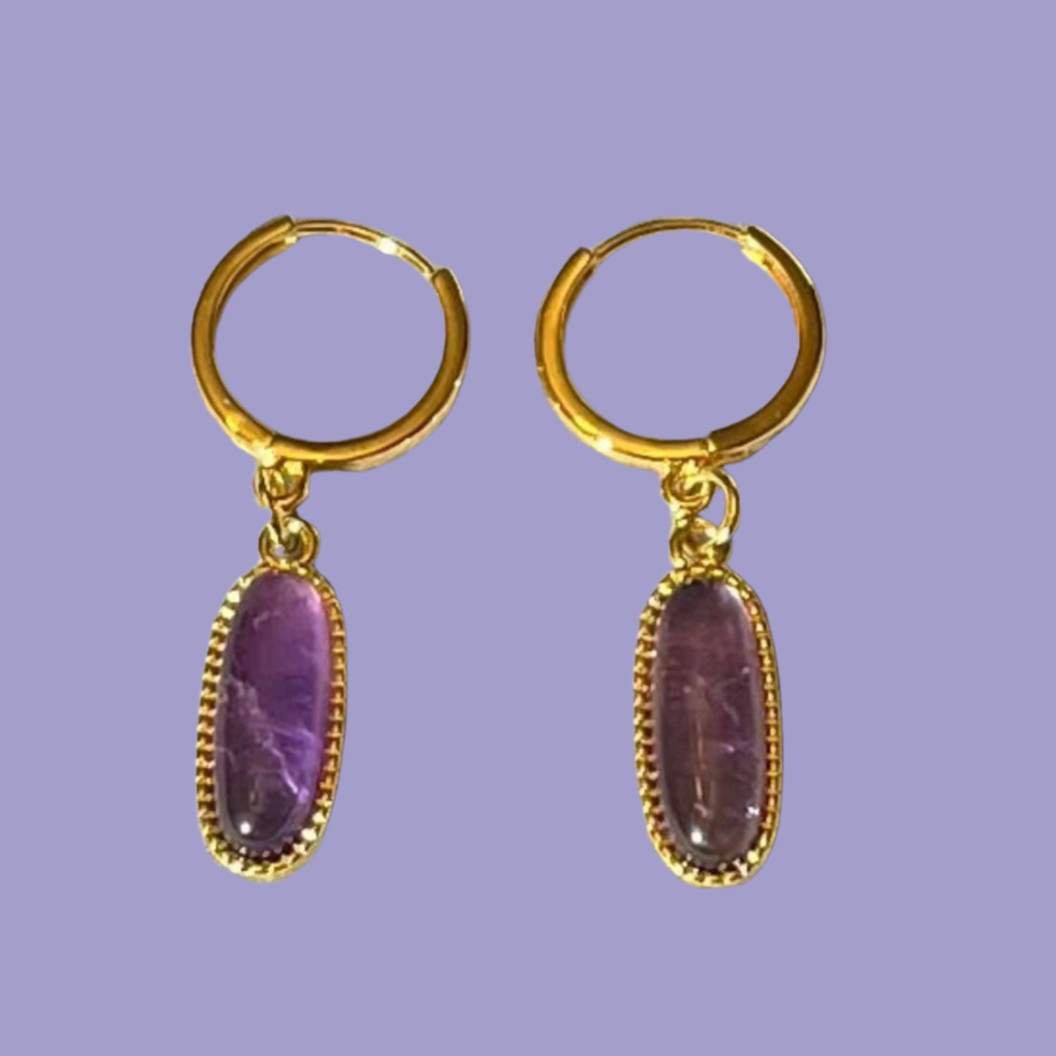 Amethyst Oval Drop Earrings