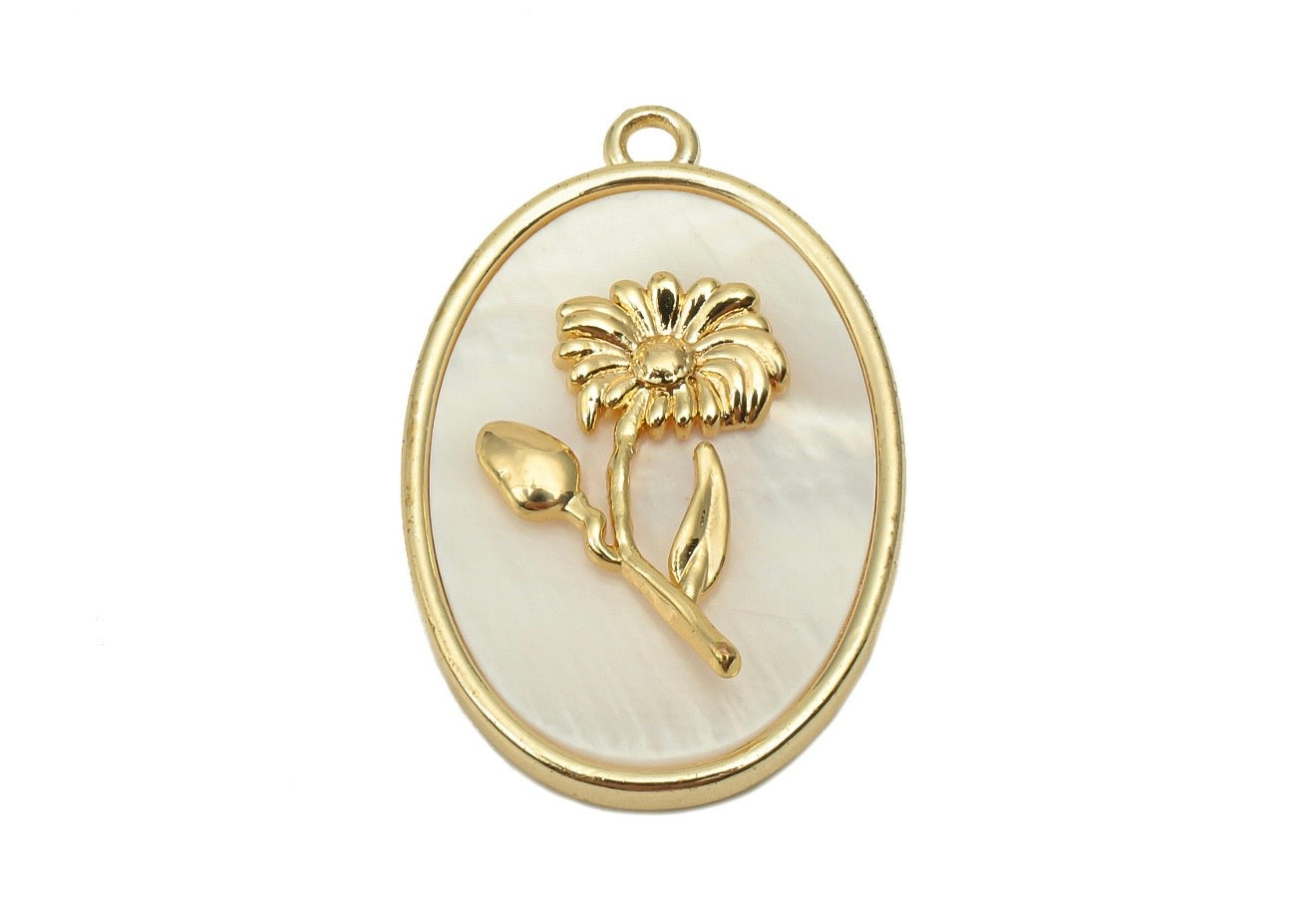 Mother of Pearl Flower Pendants