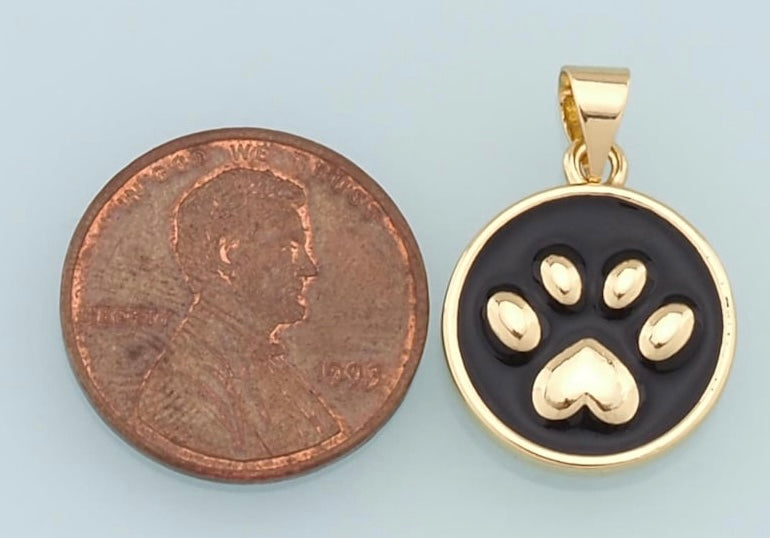 Gold-Filled and Enamel Paw Print Charm