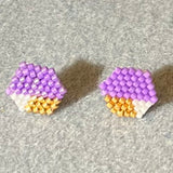 Tri-Color Hexagon Stud Earrings