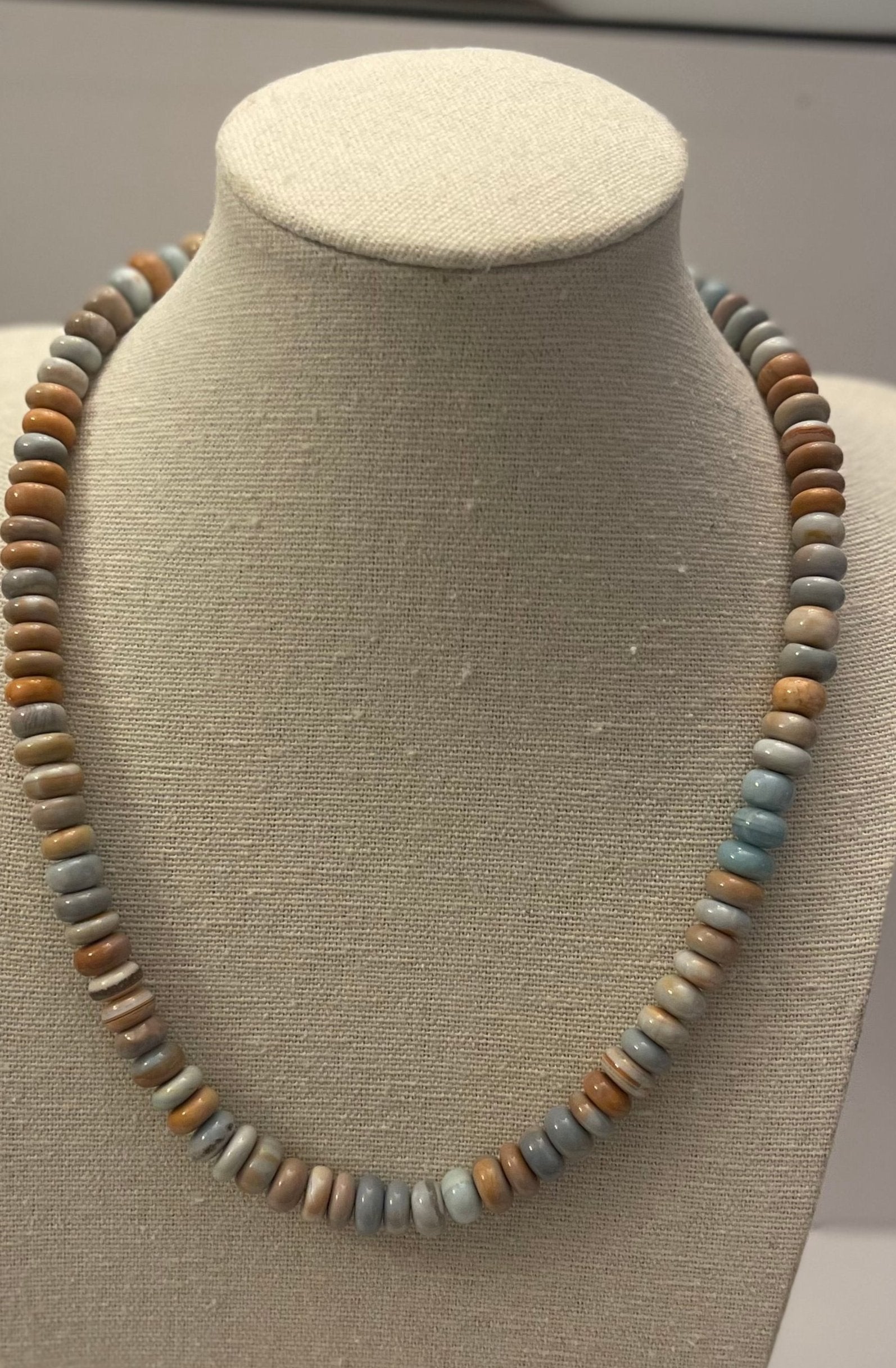 Orange and Blue-Gray Opal Necklace