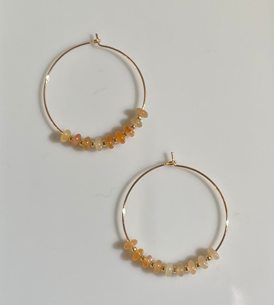 Gemstone and Gold Hoops