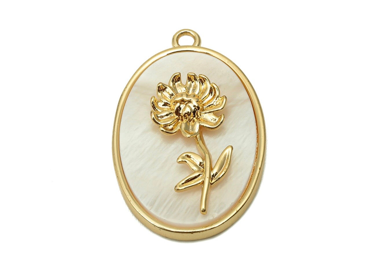 Mother of Pearl Flower Pendants