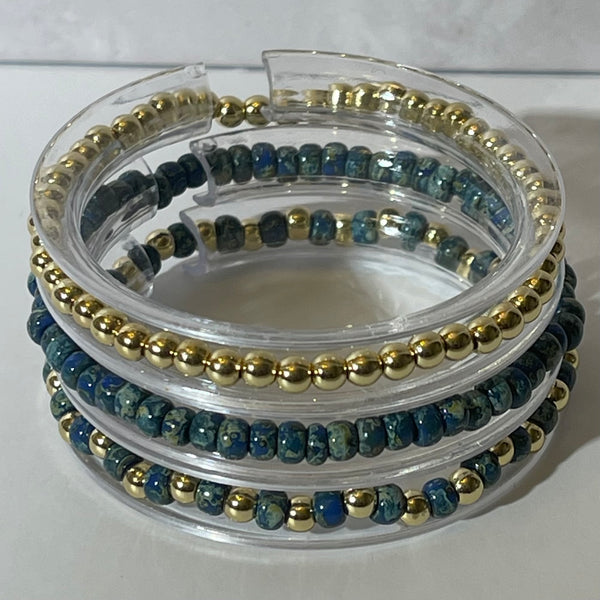 Gold and Picasso Bead Bracelet Stack