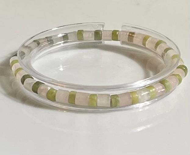 Rose Quartz and South Jade Bracelet