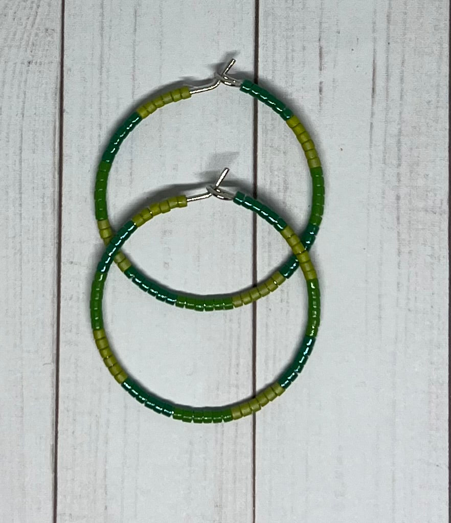 White Gold-Filled Seed Bead Hoops
