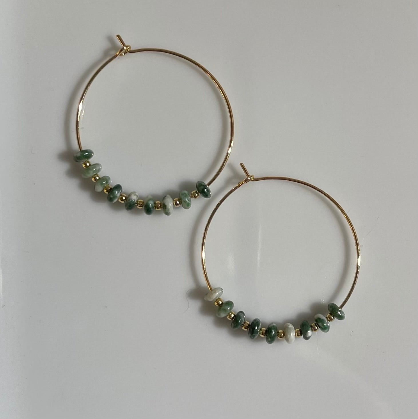 Gemstone and Gold Hoops