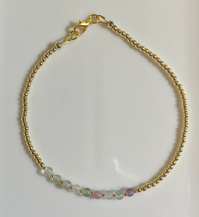 Fluorite and Gold Anklet