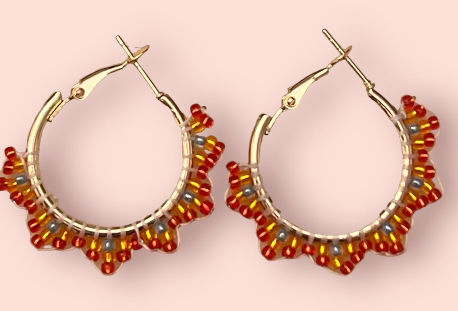 ‘Fire and Ice’ Beaded Hoops