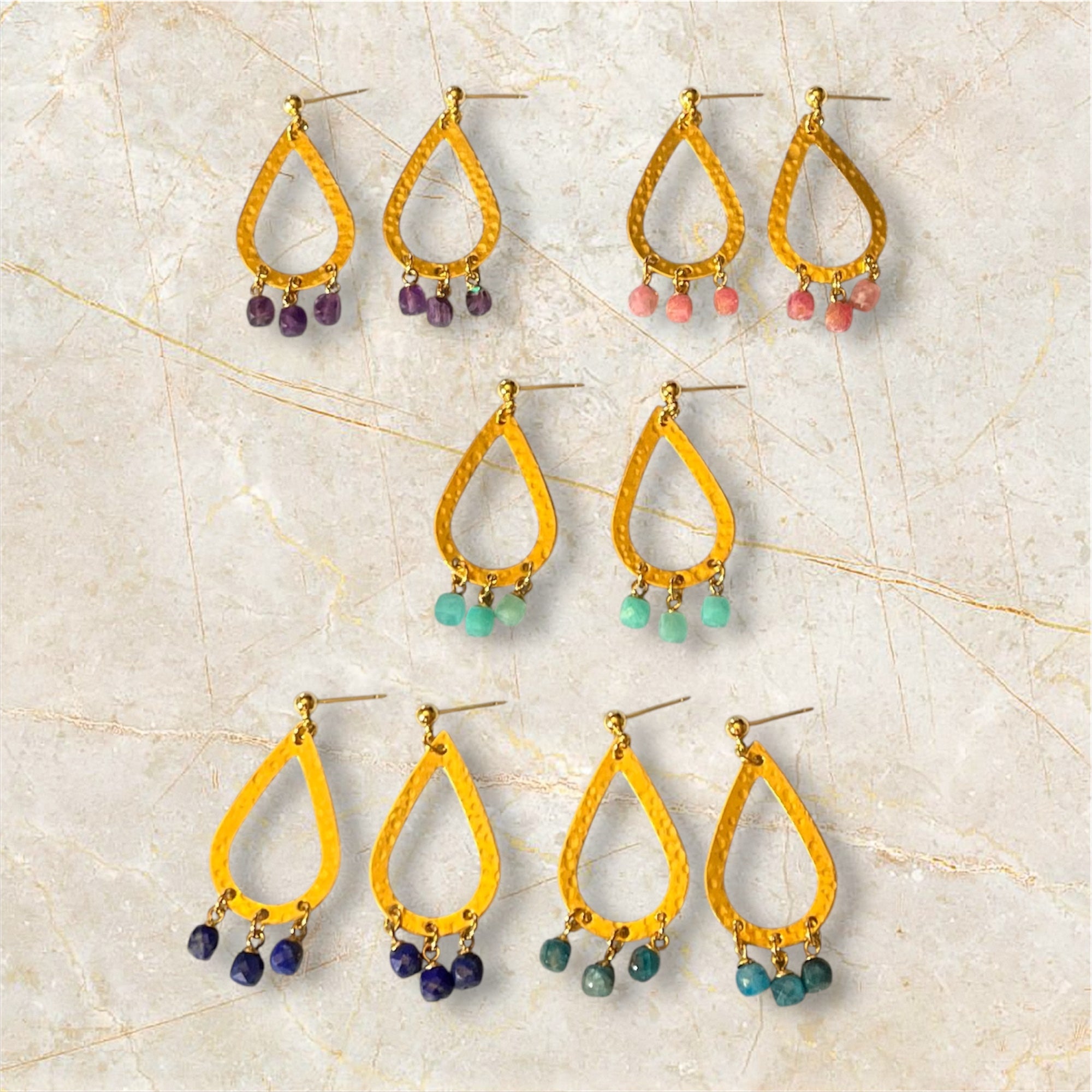 Gemstone Teardrop Earrings