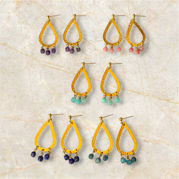 Gemstone Teardrop Earrings