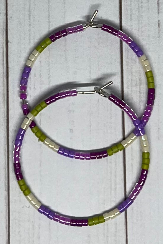 White Gold-Filled Seed Bead Hoops