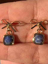 Bow and Gemstone Drop Earrings