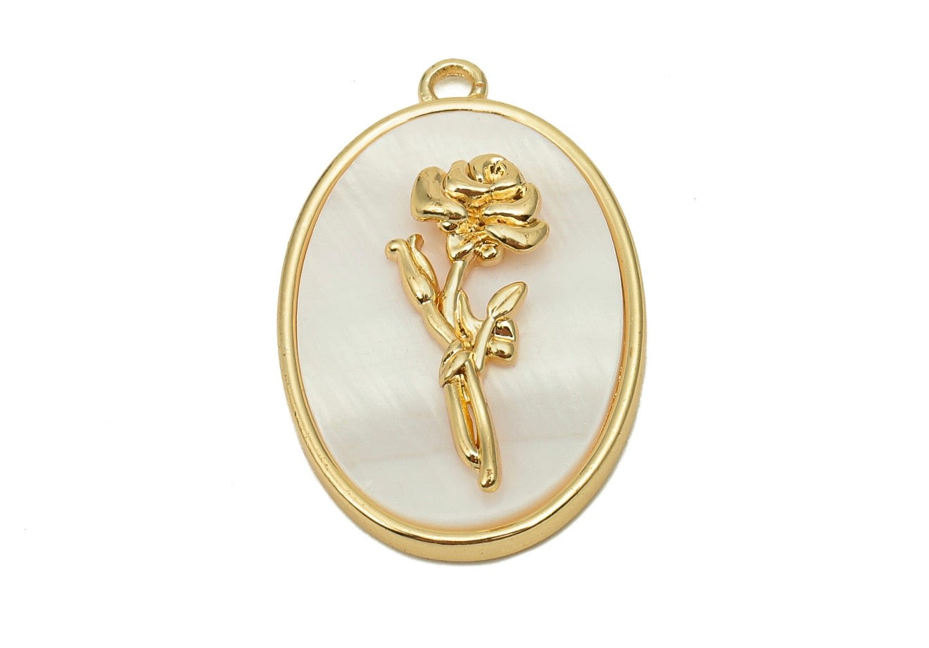 Mother of Pearl Flower Pendants