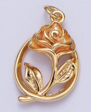 Gold Filled Rose Charm