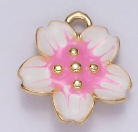 Gold-Filled and Enamel Sakura Charm