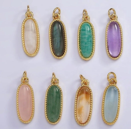 Gold-Filled Oval Gemstone Charm