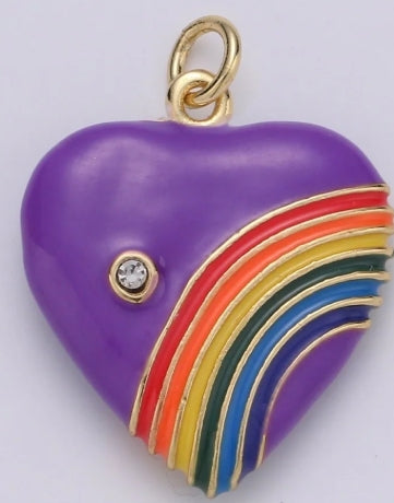 Gold-Filled and Enamel Retro Heart Charm