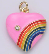 Gold-Filled and Enamel Retro Heart Charm