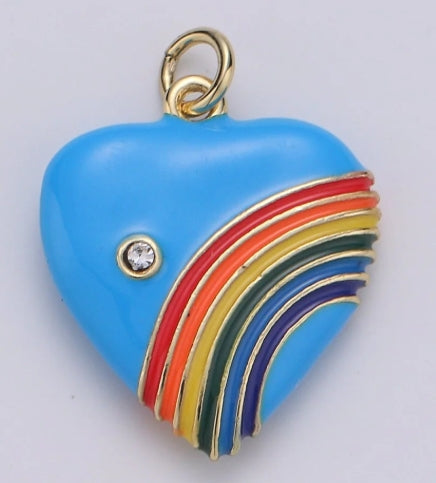 Gold-Filled and Enamel Retro Heart Charm