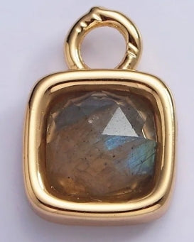 Gold-Filled Square Faceted Gemstone Charm