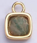 Gold-Filled Square Faceted Gemstone Charm